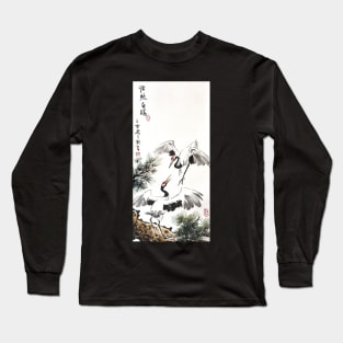 Crane meeting on top of Pine Tree Long Sleeve T-Shirt